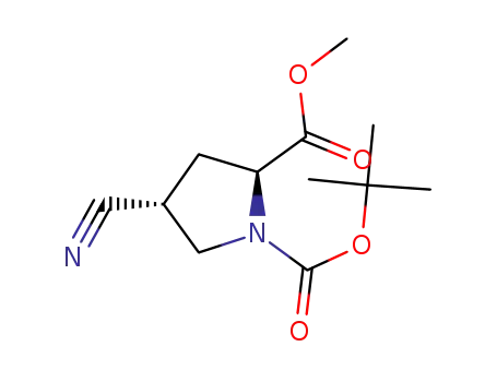 Molecular Structure of 194163-91-2 (N-BOC-TRANS-4-CYANO-L-PROLINE METHYL ESTER)