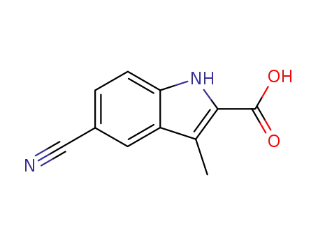 Molecular Structure of 169463-46-1 (1H-Indole-2-carboxylic acid, 5-cyano-3-methyl-)