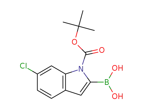 Molecular Structure of 352359-22-9 (1-(TERT-BUTOXYCARBONYL)-6-CHLORO-1H-INDOL-2-YLBORONIC ACID)