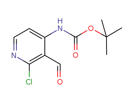 Molecular Structure of 893423-62-6 (N-[2-Chloro-3-formyl-4-pyridinyl]carbamic acid tert-butyl ester)