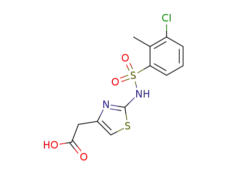 Molecular Structure of 376638-09-4 (4-Thiazoleaceticacid, 2-[[(3-chloro-2-methylphenyl)sulfonyl]amino]-)