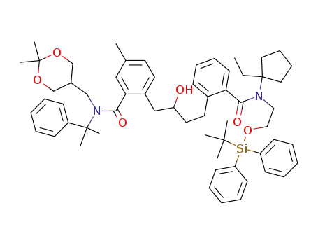 2-(4-{2-[[2-(tert-Butyl-diphenyl-silanyloxy)-ethyl]-(1-ethyl-cyclopentyl)-carbamoyl]-phenyl}-2-hydroxy-butyl)-N-(2,2-dimethyl-[1,3]dioxan-5-ylmethyl)-5-methyl-N-(1-methyl-1-phenyl-ethyl)-benzamide