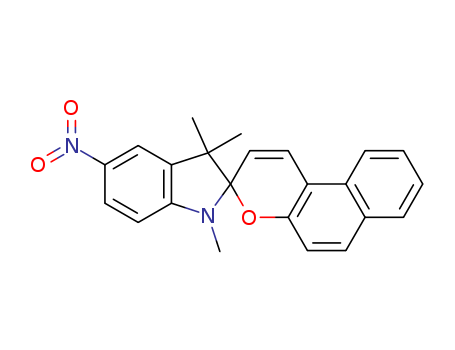 Molecular Structure of 128171-72-2 (Spiro[2H-indole-2,3'-[3H]naphtho[2,1-b]pyran],
1,3-dihydro-1,3,3-trimethyl-5-nitro-)