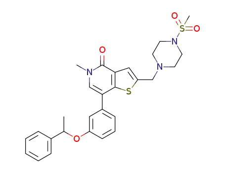 5-methyl-2-((4-(methylsulphonyl)piperazin-1-yl)methyl)-7-(3-(1-phenylethoxy)phenyl)thieno[3,2-c]pyridin-4(5H)-one