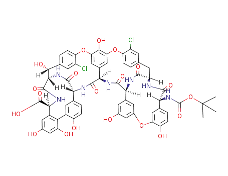 Molecular Structure of 104581-77-3 (Ristomycin A aglycone,22,31-dichloro-7-demethyl-64-O-demethyl-19-deoxy-N15-[(1,1-dimethylethoxy)carbonyl]-(9CI))