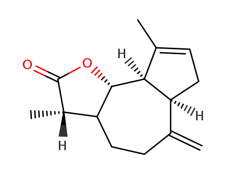 Molecular Structure of 38647-27-7 (Azuleno[4,5-b]furan-2(3H)-one,3a,4,5,6,6a,7,- 9a,9b-octahydro-3,9-dimethyl-6-methylene-,(3R,3aâ,6aR,9aR,9bâ)-(-)- )