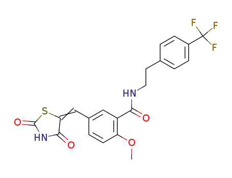 5-(2,4-dioxo-thiazolidin-5-ylidenemethyl)-2-methoxy-<i>N</i>-[2-(4-trifluoromethyl-phenyl)-ethyl]-benzamide