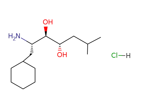 Molecular Structure of 104882-45-3 ((S)-2-amino-1-cyclohexyl-(R)-3,(S)-4-dihydroxy-6-methylheptane hydrochloride)