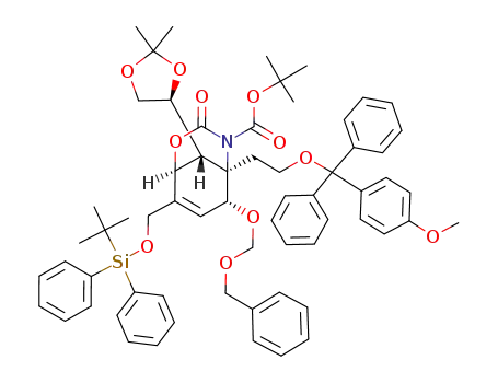 (1S,5R,6R,9R)-6-Benzyloxymethoxy-8-(tert-butyl-diphenyl-silanyloxymethyl)-9-((S)-2,2-dimethyl-[1,3]dioxolan-4-yl)-5-{2-[(4-methoxy-phenyl)-diphenyl-methoxy]-ethyl}-3-oxo-2-oxa-4-aza-bicyclo[3.3.1]non-7-ene-4-carboxylic acid tert-butyl ester