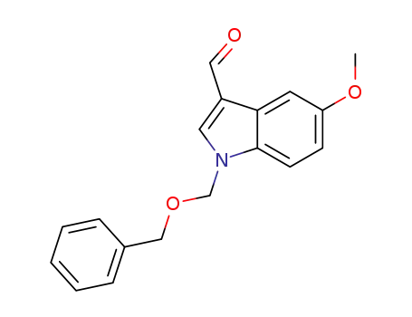 Molecular Structure of 1262643-16-2 (1-benzyloxymethyl-5-methoxy-1H-indole-3-carbaldehyde)