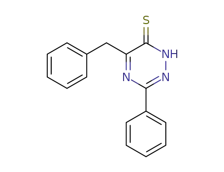 Molecular Structure of 127525-49-9 (1,2,4-Triazine-6(1H)-thione, 3-phenyl-5-(phenylmethyl)-)