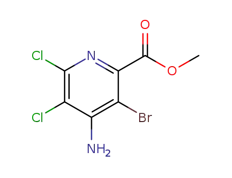 Molecular Structure of 1350828-35-1 (4-amino-3-bromo-5,6-dichloro-pyridine-2-carboxylic acid methyl ester)