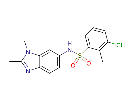 Molecular Structure of 686746-95-2 (Benzenesulfonamide,
3-chloro-N-(1,2-dimethyl-1H-benzimidazol-6-yl)-2-methyl-)