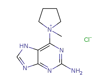Molecular Structure of 680622-68-8 (1-(2-AMINO-7H-PURIN-6-YL)-1-METHYL-PYRROLIDINIUM CHLORIDE)