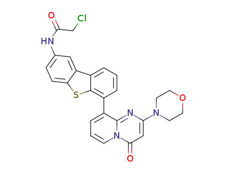 Molecular Structure of 1257236-43-3 (2-chloro-N-(6-(2-morpholino-4-oxo-4H-pyrido[1,2-a]pyrimidin-9-yl)dibenzo[b,d]thiophen-2-yl)acetamide)
