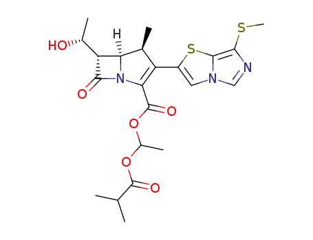 1-(Isobutyryloxy)ethyl(1S,5R,6S)-6-((1R)-1-hydroxyethyl)-1-methyl-2-(7-methylthioimidazo-[5,1-b]thiazol-2-yl)-1-carbapen-2-em-3-carboxylate