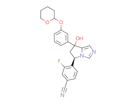 3-fluoro-4-((5R)-7-hydroxy-7-(3-(tetrahydro-2H-pyran-2-yloxy)phenyl)-6,7-dihydro-5H-pyrrolo[1,2-c]imidazol-5-yl)benzonitrile