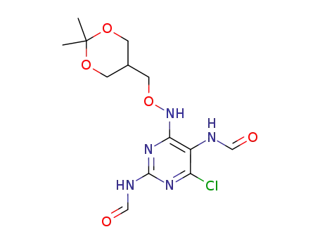 Molecular Structure of 123240-60-8 (4-chloro-2,5-diformamido-6-<<(2,2-dimethyl-1,3-dioxan-5-yl)methoxy>amino>pyrimidine)