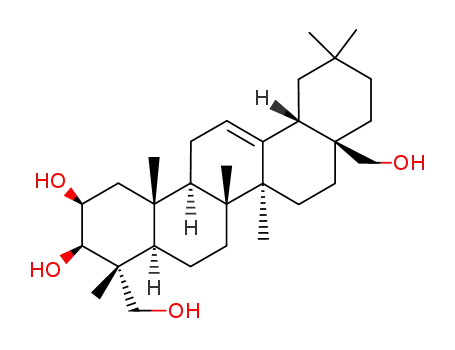 Molecular Structure of 26553-62-8 (Olean-12-ene-2β,3β,23,28-tetrol)