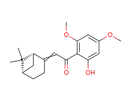 Molecular Structure of 115481-66-8 (2-[(1R,5S)-6,6-Dimethyl-bicyclo[3.1.1]hept-(2E)-ylidene]-1-(2-hydroxy-4,6-dimethoxy-phenyl)-ethanone)