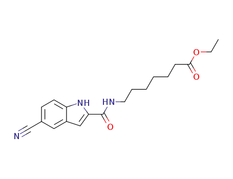 Molecular Structure of 194162-80-6 (Heptanoic acid, 7-[[(5-cyano-1H-indol-2-yl)carbonyl]amino]-, ethyl ester)