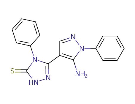 Molecular Structure of 380622-24-2 (5-(5-amino-1-phenyl-1H-pyrazol-4-yl)-4-phenyl-2,4-dihydro-3H-1,2,4-triazole-3-thione)
