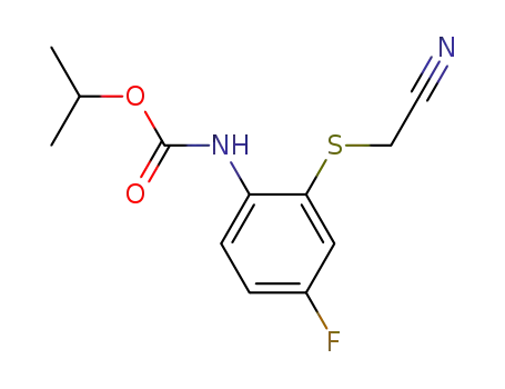 Molecular Structure of 821806-24-0 (Carbamic acid, [2-[(cyanomethyl)thio]-4-fluorophenyl]-, 1-methylethyl
ester)