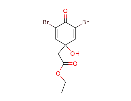 Molecular Structure of 24744-57-8 (ethyl (3,5-dibromo-1-hydroxy-4-oxocyclohexa-2,5-dien-1-yl)acetate)
