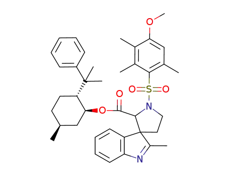 Molecular Structure of 140843-09-0 ((1S,2R,5S)-5-Methyl-2-(1-methyl-1-phenylethyl)cyclohexyl 1'-<(4-methoxy-2,3,6-trimethylphenyl)sulfonyl>-2-methylspiro<3H-indole-3,3'-pyrrolidine>-2'-carboxylate)