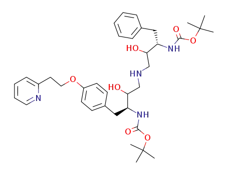 Molecular Structure of 162539-57-3 ([1S-[1R*,2S*(2S*,3R*)]]-[3-[[3-[[(1,1-Dimethylethoxy)-carbonyl]amino]- 2-hydroxy-4-[4-[2-(2-pyridinyl)ethoxy]phenyl]butyl]amino]-2-hydroxy-1- (phenylmethyl)propyl]carbamic Acid, 1,1-Dimethylethyl ester)