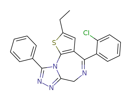 2-ethyl-4-(2-chloro-phenyl)-9-phenyl-6<i>H</i>-thieno[3,2-<i>f</i>][1,2,4]triazolo[4,3-<i>a</i>][1,4]diazepine