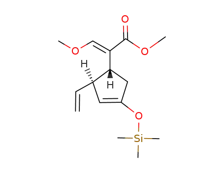 Molecular Structure of 121220-81-3 ((E)-3-Methoxy-2-((1R,2S)-4-trimethylsilanyloxy-2-vinyl-cyclopent-3-enyl)-acrylic acid methyl ester)