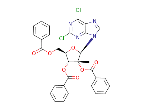 Molecular Structure of 205171-10-4 (2,6-Dichloro-9-(2-C-Methyl-2,3,5-tri-O-benzoyl-β-D-ribofuranosyl)purine)