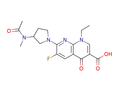 Molecular Structure of 79286-80-9 (1,8-Naphthyridine-3-carboxylic acid,
7-[3-(acetylmethylamino)-1-pyrrolidinyl]-1-ethyl-6-fluoro-1,4-dihydro-4-ox
o-)