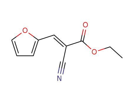 Molecular Structure of 67449-75-6 (2-Propenoic acid, 2-cyano-3-(2-furanyl)-, ethyl ester, (2E)-)