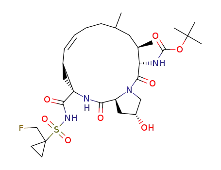 tert-butyl ((2R,6S,7R,13aS,14aR,16aS,Z)-14a-(((1-(fluoromethyl)cyclopropyl)sulfonyl)carbamoyl)-2-hydroxy-7,9-dimethyl-5,16-dioxo-1,2,3,5,6,7,8,9,10,11,13a,14,14a,15,16,16a-hexadecahydrocyclopropa[e]pyrrolo[1,2-a][1,4]diazacyclopentadecin-6-yl)carbamate