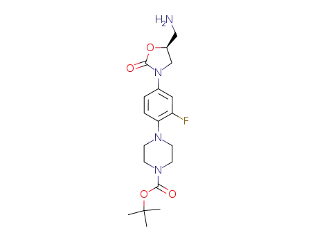 Molecular Structure of 154590-42-8 (4-[4-[5-(Aminomethyl)-2-oxo-3-oxazolidinyl]-2-fluorophenyl]-1-piperazinecarboxylic acid tert-butyl ester)