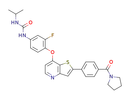 1-(3-fluoro-4-(2-(4-(pyrrolidine-1-carbonyl)phenyl)thieno[3,2-b]pyridin-7-yloxy)phenyl)-3-isopropylurea
