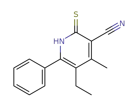 Molecular Structure of 151693-68-4 (5-Ethyl-4-methyl-6-phenyl-2-thioxo-1,2-dihydro-pyridine-3-carbonitrile)