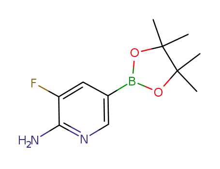 Molecular Structure of 944401-75-6 (3-fluoro-5-(4,4,5,5-tetramethyl-1,3,2-dioxaborolan-2-yl)pyridin-2-amine)