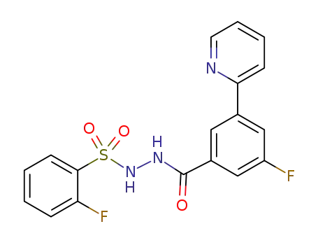 Molecular Structure of 2055397-28-7 (2-fluoro-N'-(3-fluoro-5-(pyridin-2-yl)benzoyl)benzenesulfonohydrazide)
