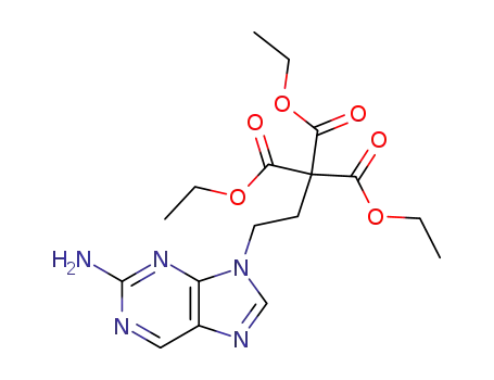 Molecular Structure of 122497-19-2 (2-[2-(2-Amino-purin-9-yl)-ethyl]-2-ethoxycarbonyl-malonic acid diethyl ester)
