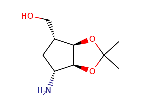 Molecular Structure of 132342-52-0 ((3aR,4R,6R,6aS)-6-Aminotetrahydro-2,2-dimethyl-4H-cyclopenta-1,3-dioxole-4-methanol)