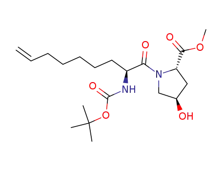 Molecular Structure of 552335-43-0 (1-(2(S)-tert-Butoxycarbonylamino-non-8-enoyl)-4(R)-hydroxy-pyrrolidine-2(S)-carboxylic acid methyl ester)