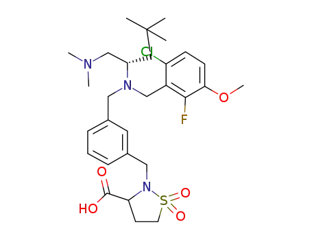 2-(3-{[(6-Chloro-2-fluoro-3-methoxy-benzyl)-((S)-1 dimethylaminomethyl-3,3-dimethyl-butyl)-amino]-methyl}-benzyl)-1,1-dioxo-1λ6-isothiazolidine-3-carboxylic acid