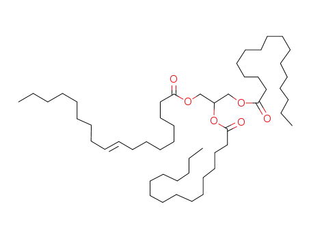 Molecular Structure of 93452-43-8 (9-Octadecenoic acid, 2,3-bis[(1-oxohexadecyl)oxy]propyl ester, (9E)-)