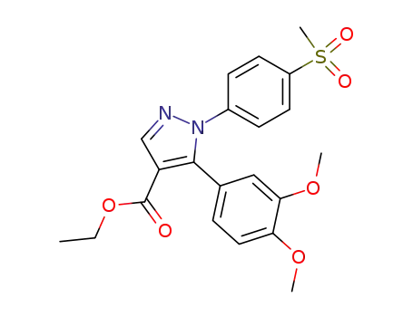 Molecular Structure of 676233-11-7 (1H-Pyrazole-4-carboxylic acid,
5-(3,4-dimethoxyphenyl)-1-[4-(methylsulfonyl)phenyl]-, ethyl ester)