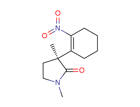 Molecular Structure of 138916-38-8 (2-Pyrrolidinone, 1,3-dimethyl-3-(2-nitro-1-cyclohexen-1-yl)-, (S)-)