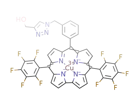 copper(III) 5,15-bis(pentafluorophenyl)-10-(3-methynyl-(4-methanol-1,2,3-triazol-1-yl)phenyl)corrole