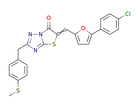 2-(4-methylthiobenzyl)-6-(4-chloro-phenyl-2-furylidene)-thiazolo[3,2-b]-1,2,4-triazol-5(6H)-one